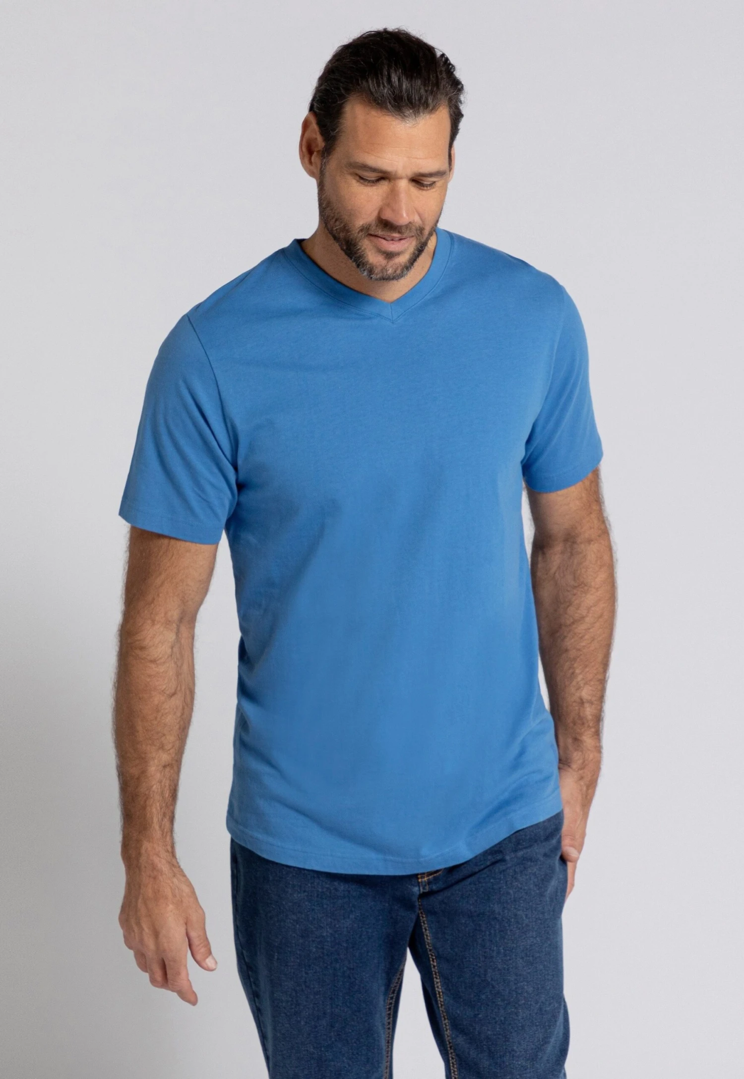 JP1880 Grosse Grössen Bis - T-Shirt Basic - Bleu Égée 3 JP1880 Grosse Grössen Bis - T-Shirt Basic - Bleu Égée