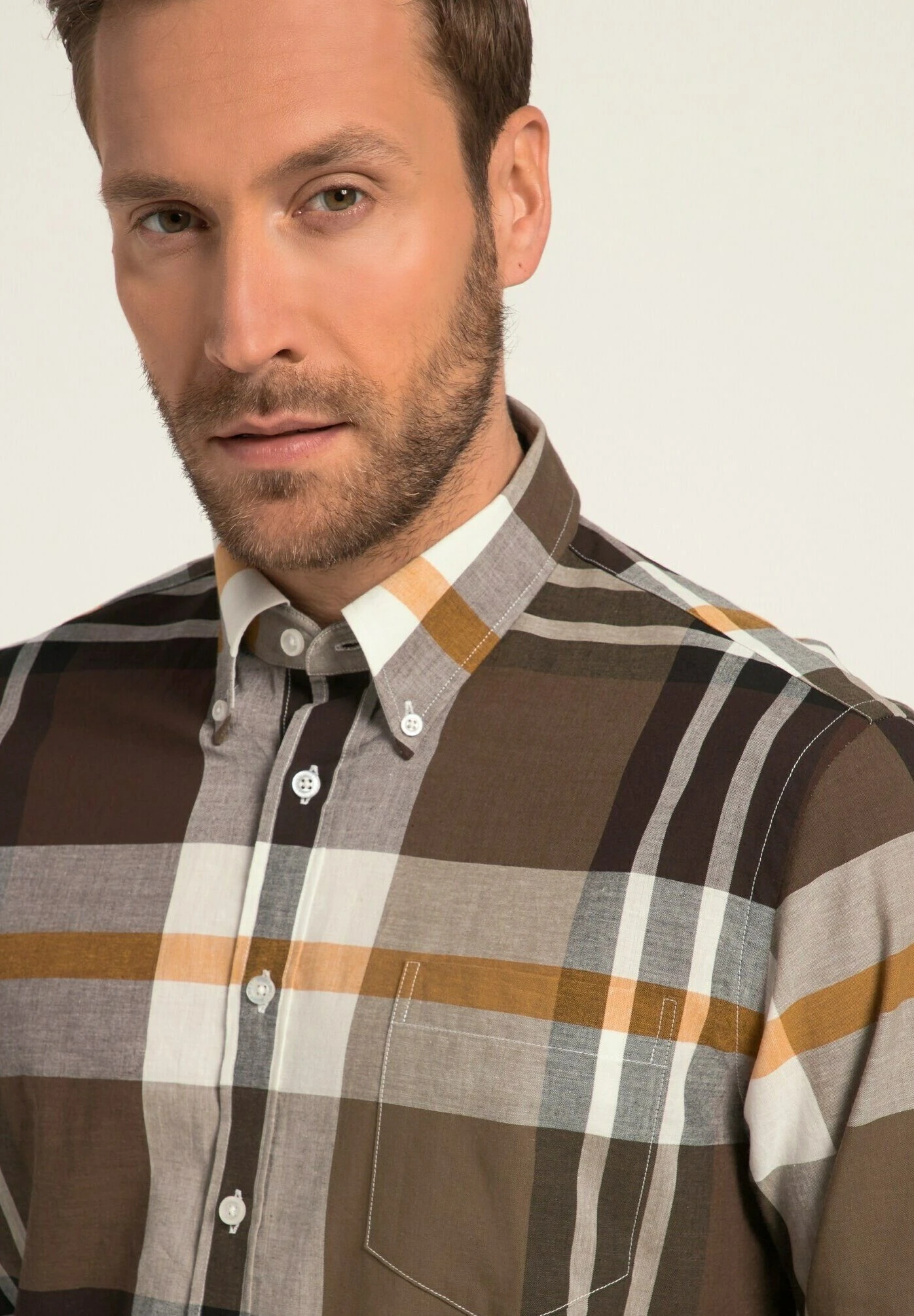 JP1880 Karo LangarmButtondown Kragen Modern Fit - Overhemd - Braungrau 4 JP1880 Karo LangarmButtondown Kragen Modern Fit - Overhemd - Braungrau - Afbeelding 2