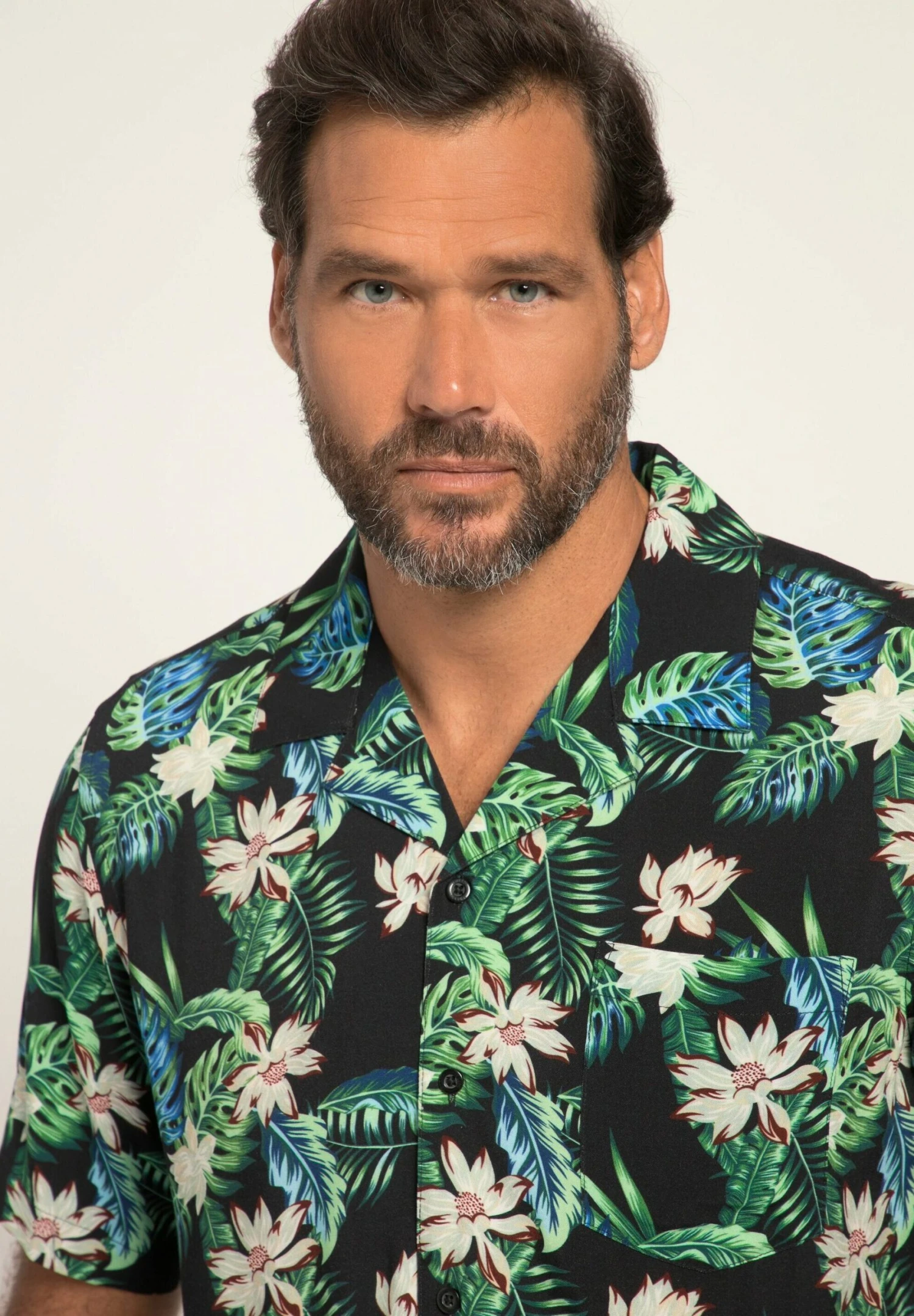 JP1880 Halbarm Cuba Kragen Kastiger Fit Floraler Print - Overhemd - Türkisgrün 4 JP1880 Halbarm Cuba Kragen Kastiger Fit Floraler Print - Overhemd - Türkisgrün - Afbeelding 2