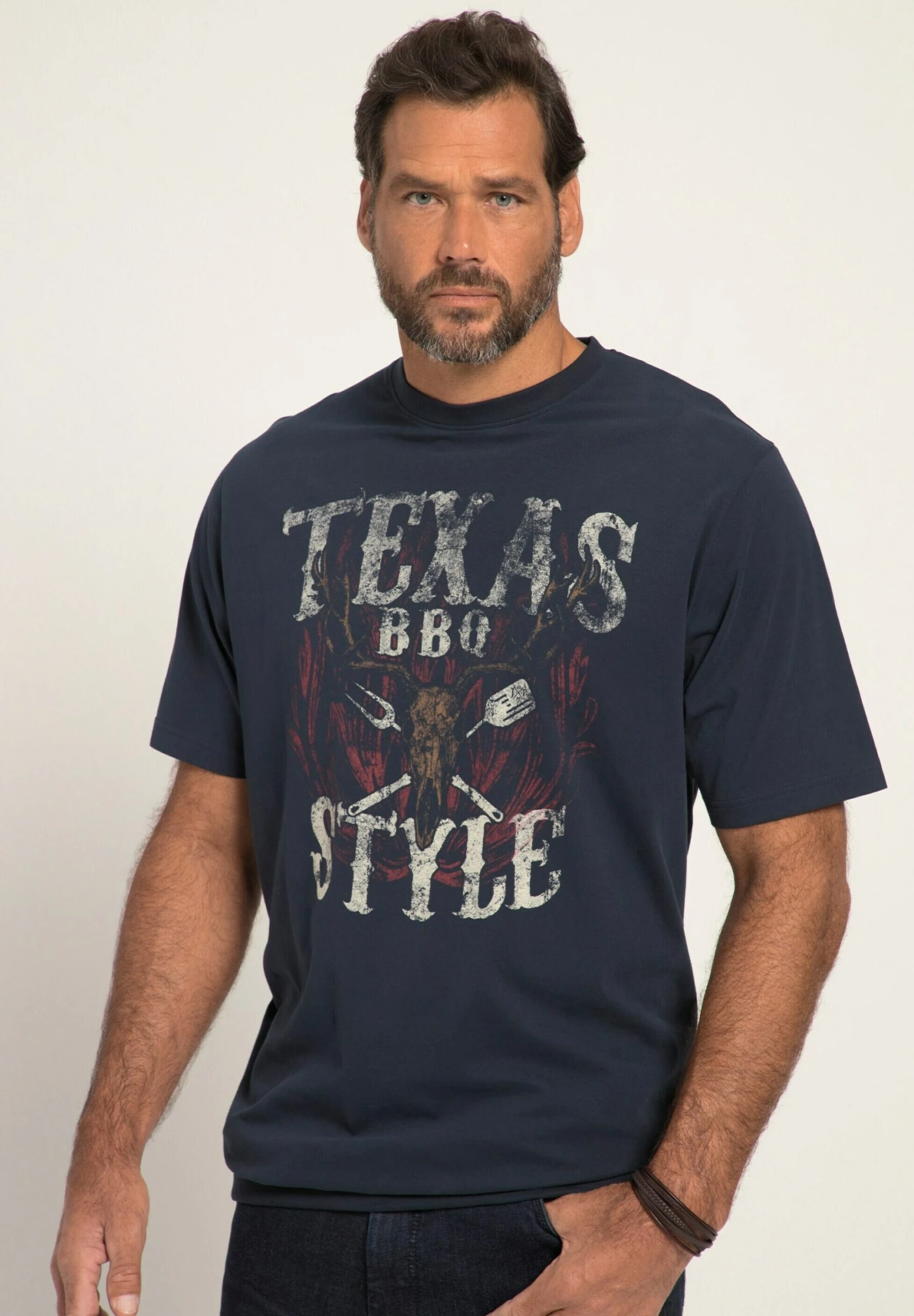 JP1880 Buikpasvorm - T-Shirt Print - Navy Blauw 3 JP1880 Buikpasvorm - T-Shirt Print - Navy Blauw