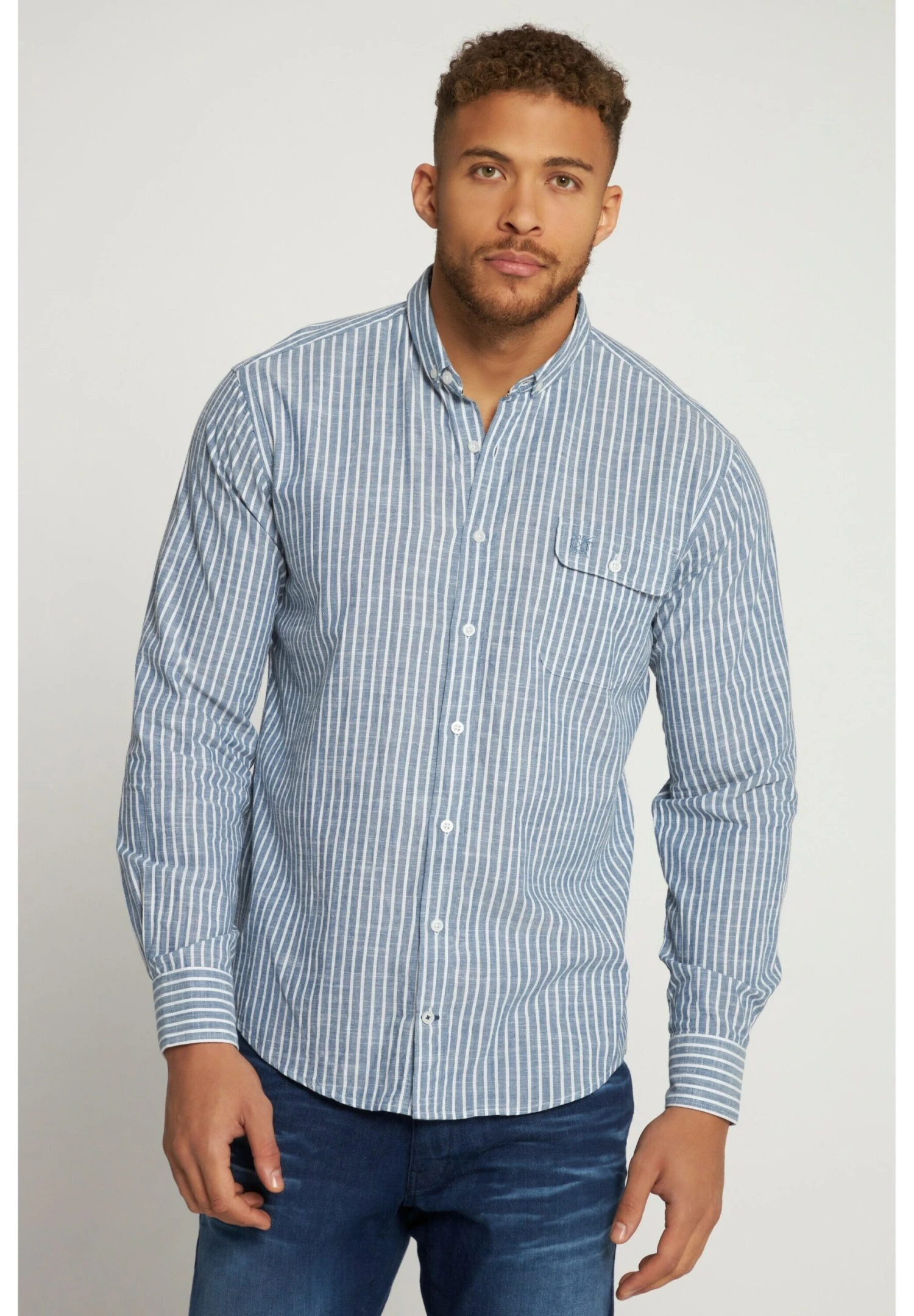 JP1880 LangarmLeinenoptik StehkragenModern Fit Bis- Overhemd - Schneeweiß 3 JP1880 LangarmLeinenoptik StehkragenModern Fit Bis- Overhemd - Schneeweiß