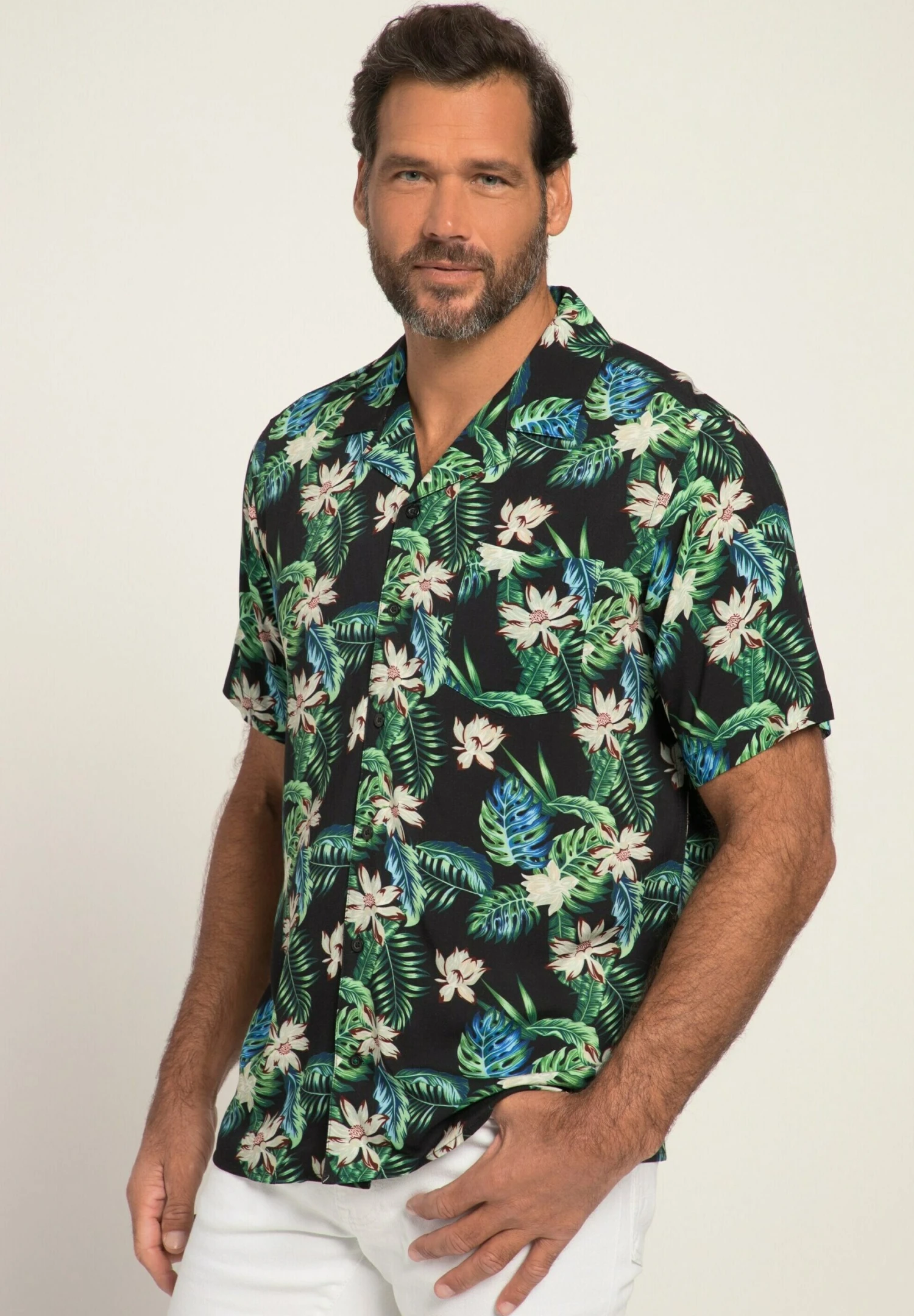 JP1880 Halbarm Cuba Kragen Kastiger Fit Floraler Print - Overhemd - Türkisgrün 3 JP1880 Halbarm Cuba Kragen Kastiger Fit Floraler Print - Overhemd - Türkisgrün