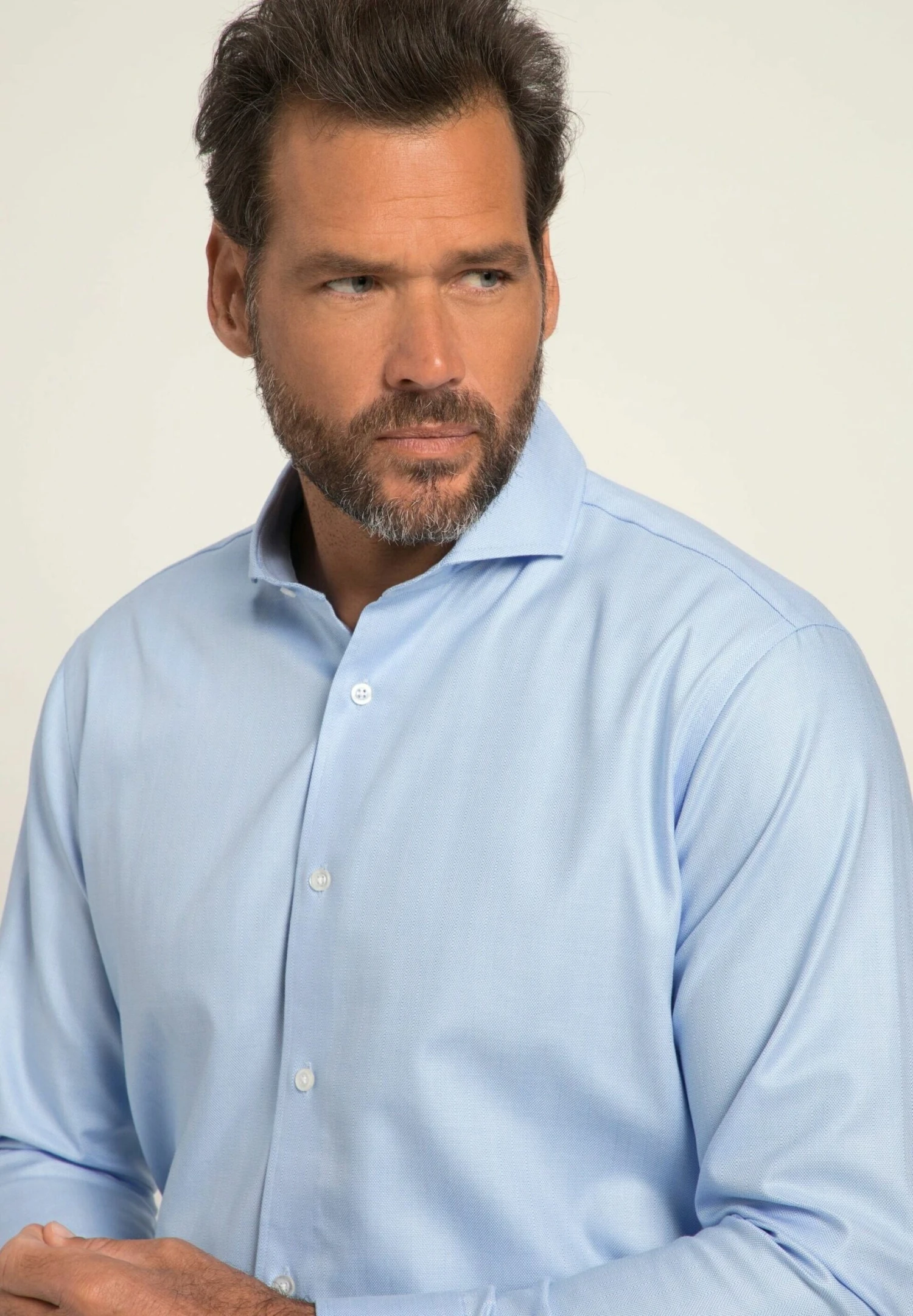 JP1880 Langarm Minimal Muster Haifisch Kragen- Overhemd - Helles Blau 5 JP1880 Langarm Minimal Muster Haifisch Kragen- Overhemd - Helles Blau - Afbeelding 3