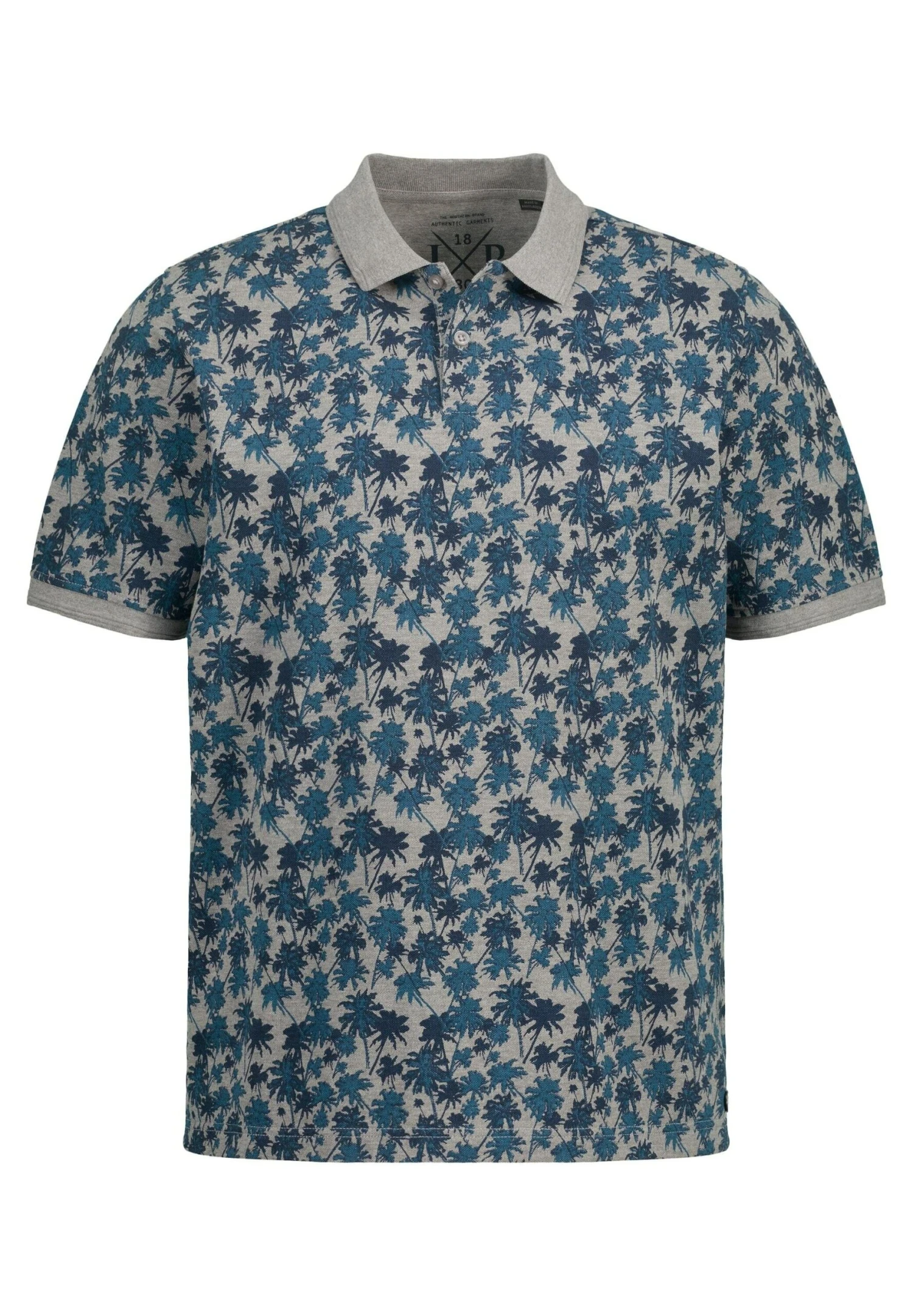 JP1880 Halbarm Allover Print - Poloshirt - Gray Melange 5 JP1880 Halbarm Allover Print - Poloshirt - Gray Melange - Afbeelding 3