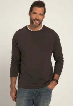 JP1880 Oeko Tex Doppel Ausschnitt - Longsleeve - Dark Brown
