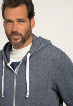 JP1880 Oeko-Tex Look Hood Kangaroo Pocket - Sweater Met Rits - Deep Blue -JP1880 50692009ff384f0f8bdef903d264933a