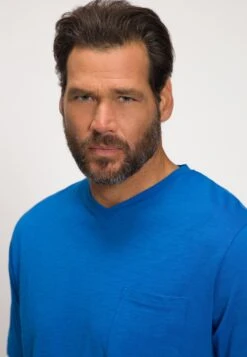 JP1880 Korte MouwenV-Hals Gevlamde- T-Shirt Basic - Blauw -JP1880 5083574b054d441784f484833d89d30a