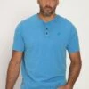 JP1880 Henley Halbarm Vintage Look Rundhals - T-Shirt Basic - Aqua