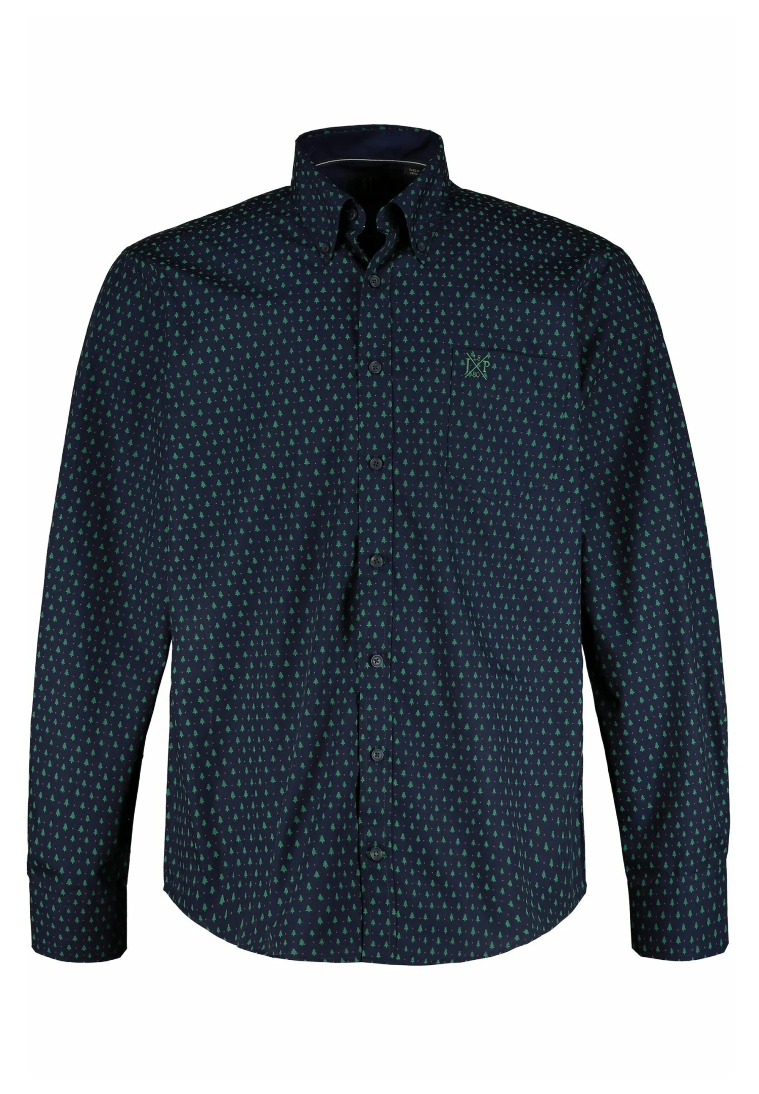 JP1880 Mit Tannenbäumen - Overhemd - Dunkel Marine 4 JP1880 Mit Tannenbäumen - Overhemd - Dunkel Marine - Afbeelding 2