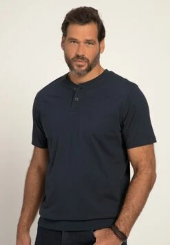 JP1880 Henley Bauchfit Halbarm Rundhals - T-Shirt Basic - Navy Blau