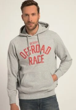 JP1880 PrintKängurutasche - Hoodie - Hellgrau Mélange