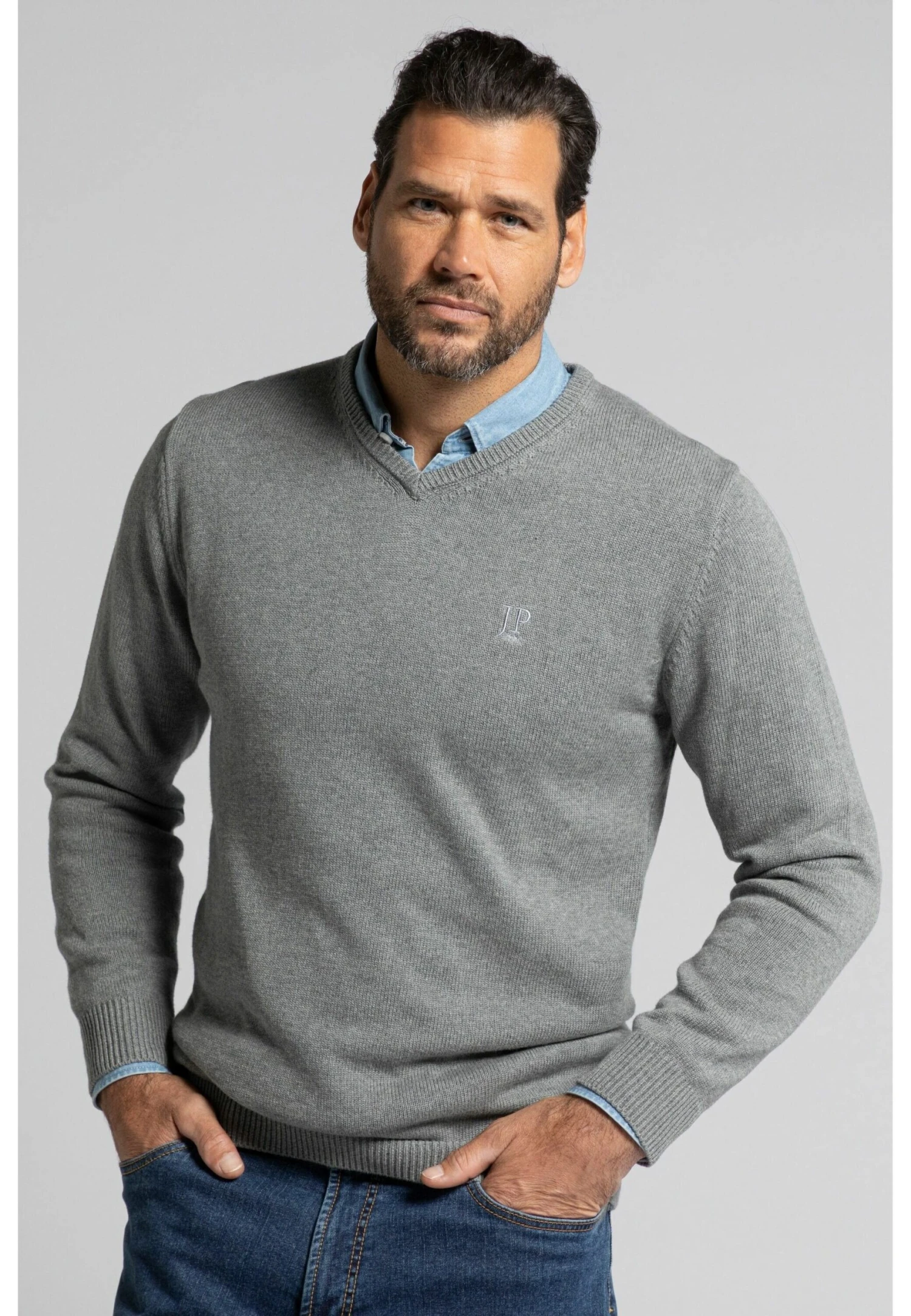 JP1880 Trui - Grey Melange 3 JP1880 Trui - Grey Melange