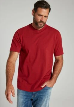 JP1880 Grosse Grössen Bis - T-Shirt Basic - Burgunderrot