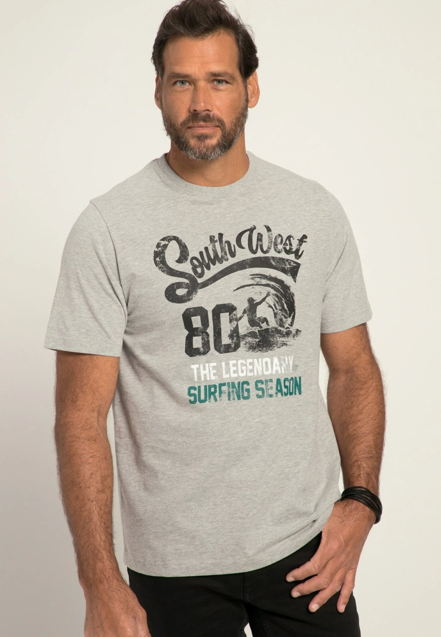 JP1880 Halbarm South West - T-Shirt Print - Gray Melange 3 JP1880 Halbarm South West - T-Shirt Print - Gray Melange