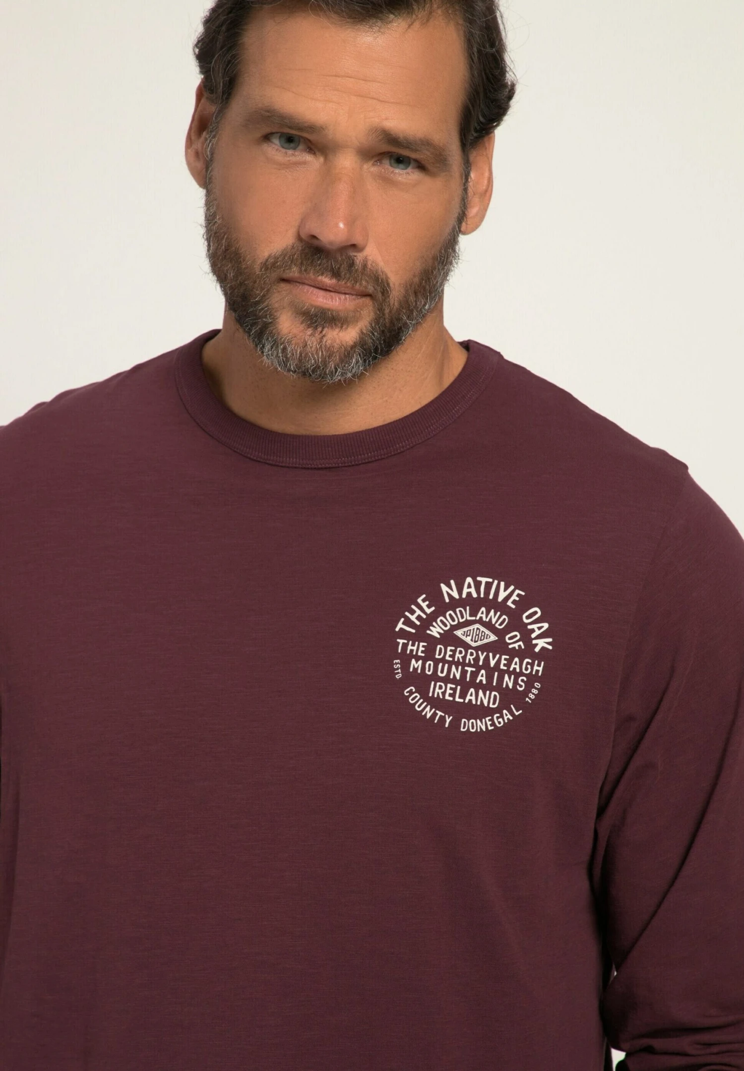 JP1880 Met Slub Print Ronde Hals - Longsleeve - Donker Wijnrood 4 JP1880 Met Slub Print Ronde Hals - Longsleeve - Donker Wijnrood - Afbeelding 2