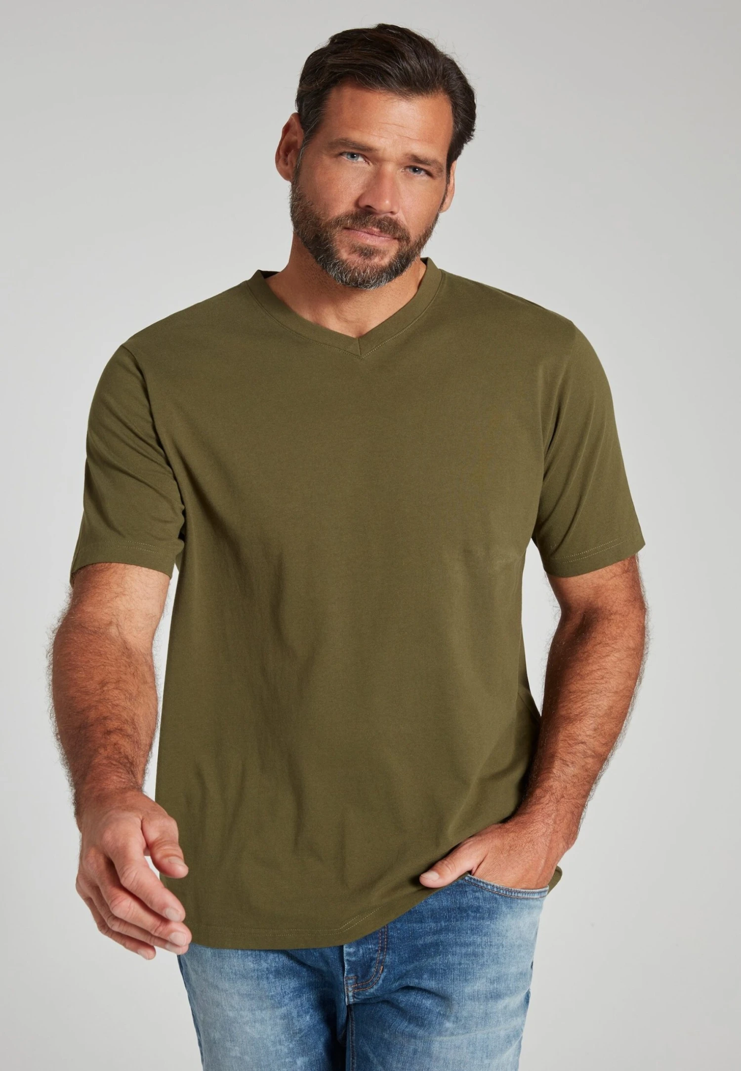 JP1880 Grosse Grössen Bis - T-Shirt Basic - Dunkel Khaki 3 JP1880 Grosse Grössen Bis - T-Shirt Basic - Dunkel Khaki