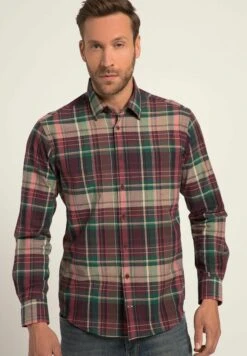 JP1880 Karo Langarm KentkragenModern Fit - Overhemd - Dunkel Weinrot