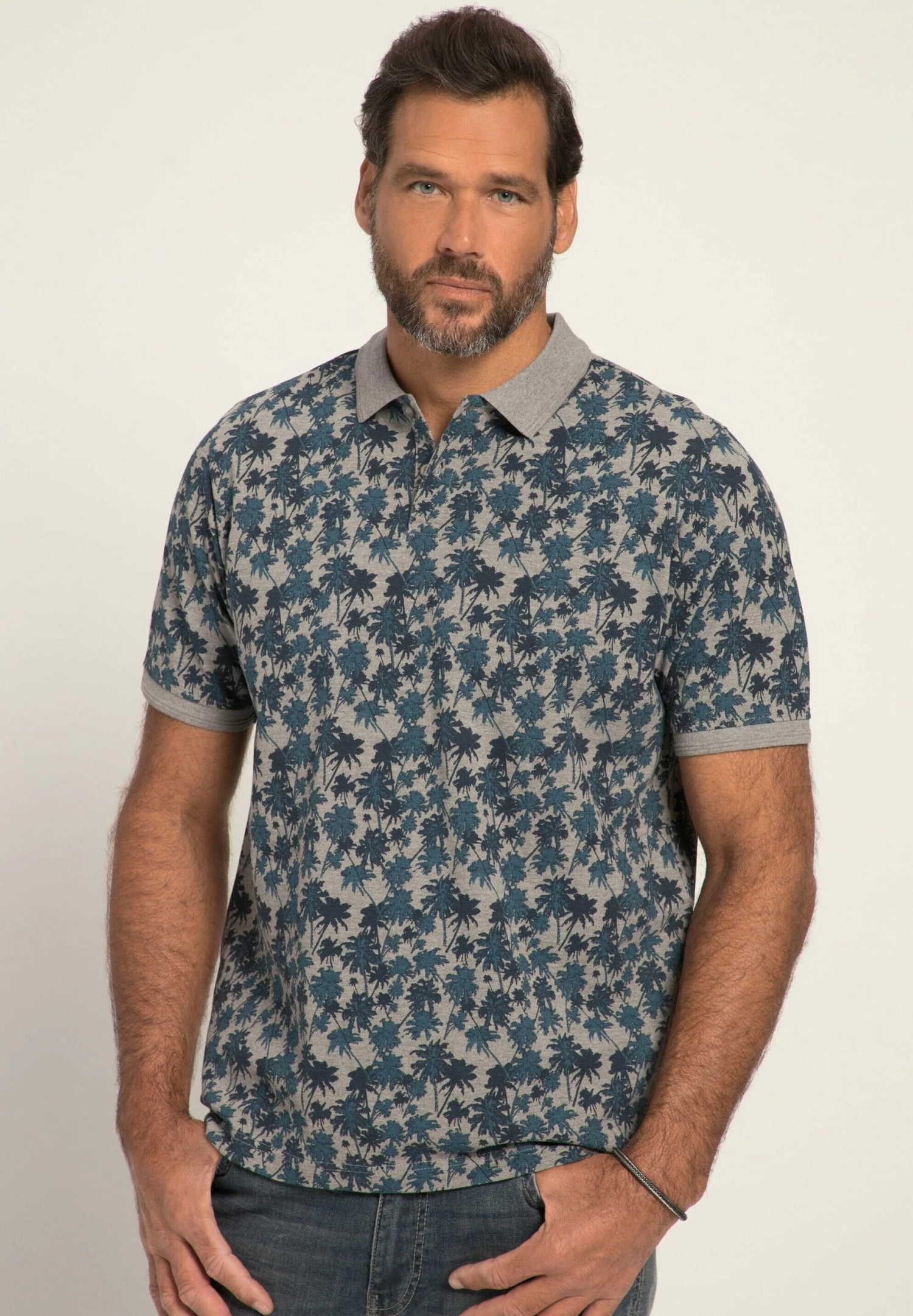 JP1880 Halbarm Allover Print - Poloshirt - Gray Melange 3 JP1880 Halbarm Allover Print - Poloshirt - Gray Melange