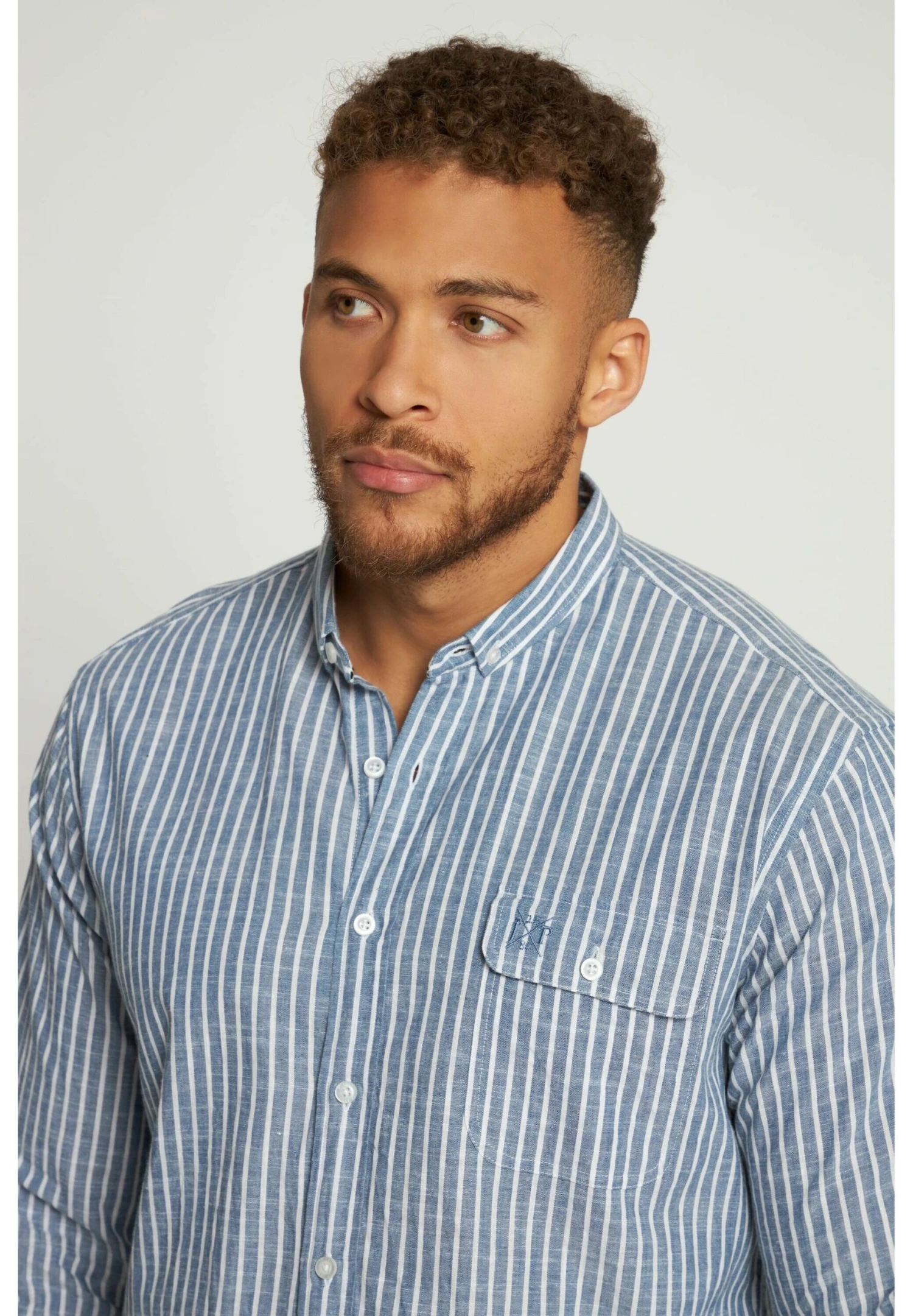 JP1880 LangarmLeinenoptik StehkragenModern Fit Bis- Overhemd - Schneeweiß 4 JP1880 LangarmLeinenoptik StehkragenModern Fit Bis- Overhemd - Schneeweiß - Afbeelding 2