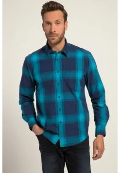 JP1880 Karo Langarm Kentkragen Modern Fit - Overhemd - Dunkelpetrol