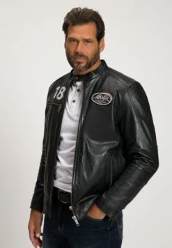 JP1880 Leren Jas - Schwarz
