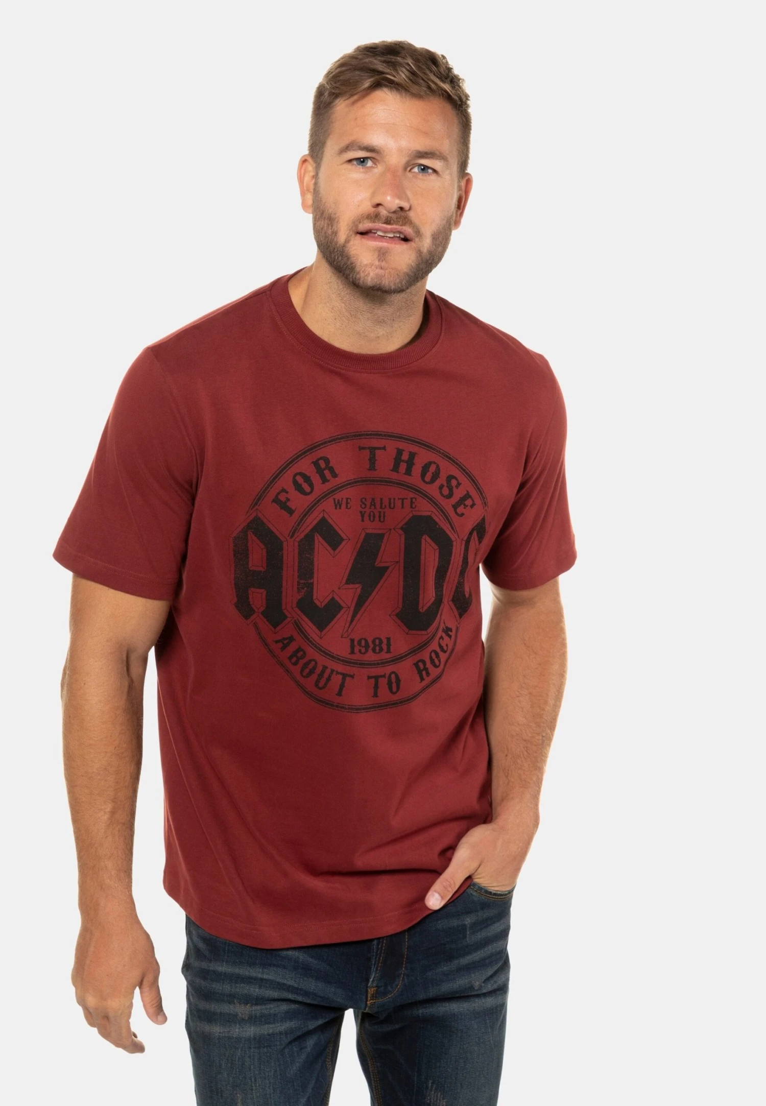 JP1880 Ac/Dc - T-Shirt Print - Rostrot 3 JP1880 Ac/Dc - T-Shirt Print - Rostrot