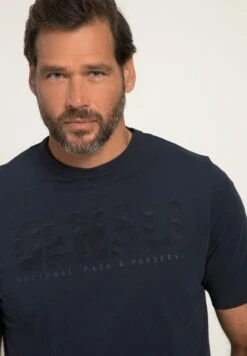 JP1880 Flammé Avec Manches Courtes Et Col R - T-Shirt Print - Bleu Marine -JP1880 b272880654014e07a5398b3c78c36965