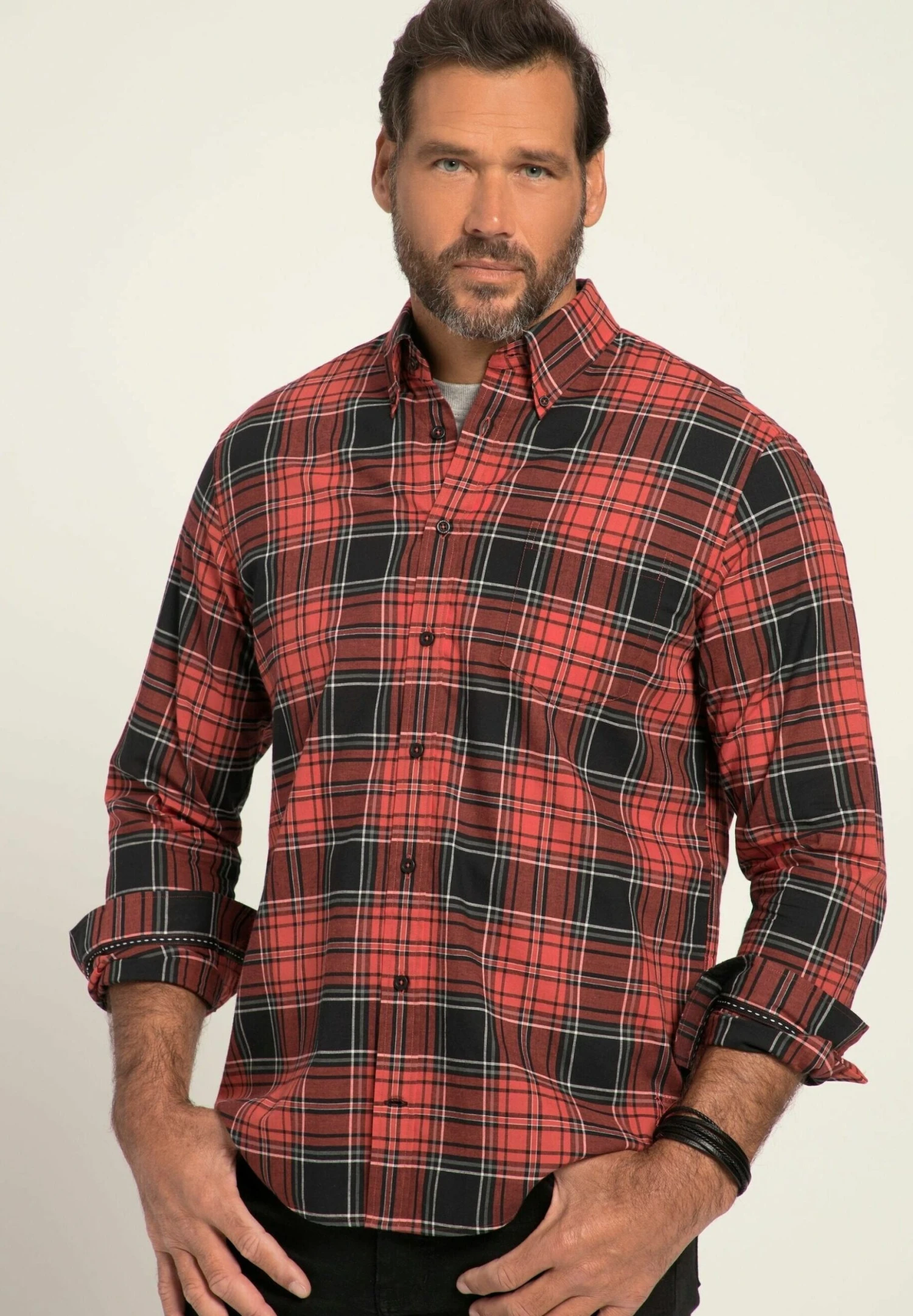 JP1880 Karolangarm Buttondown Kragen Modern Fit - Overhemd - Hellrot 5 JP1880 Karolangarm Buttondown Kragen Modern Fit - Overhemd - Hellrot - Afbeelding 3