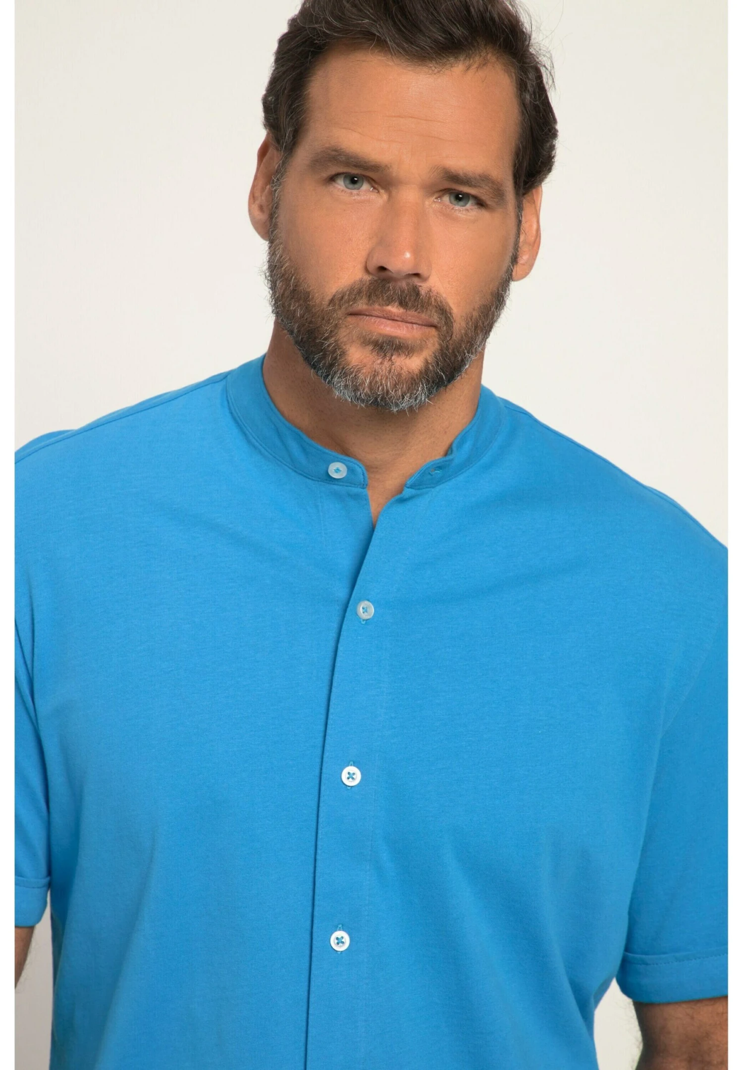 JP1880 Halbarm Stehkragen Modern Fit - Overhemd - Aqua 4 JP1880 Halbarm Stehkragen Modern Fit - Overhemd - Aqua - Afbeelding 2