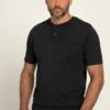 JP1880 Henley Bauchfit Halbarm Rundhals - T-Shirt Basic - Schwarz -JP1880 bfbbe78095234347815c66a009fcd6a9