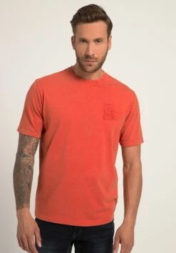 JP1880 Halbarm Vintage Look BadgesRundhals - T-Shirt Basic - Dunkelorange