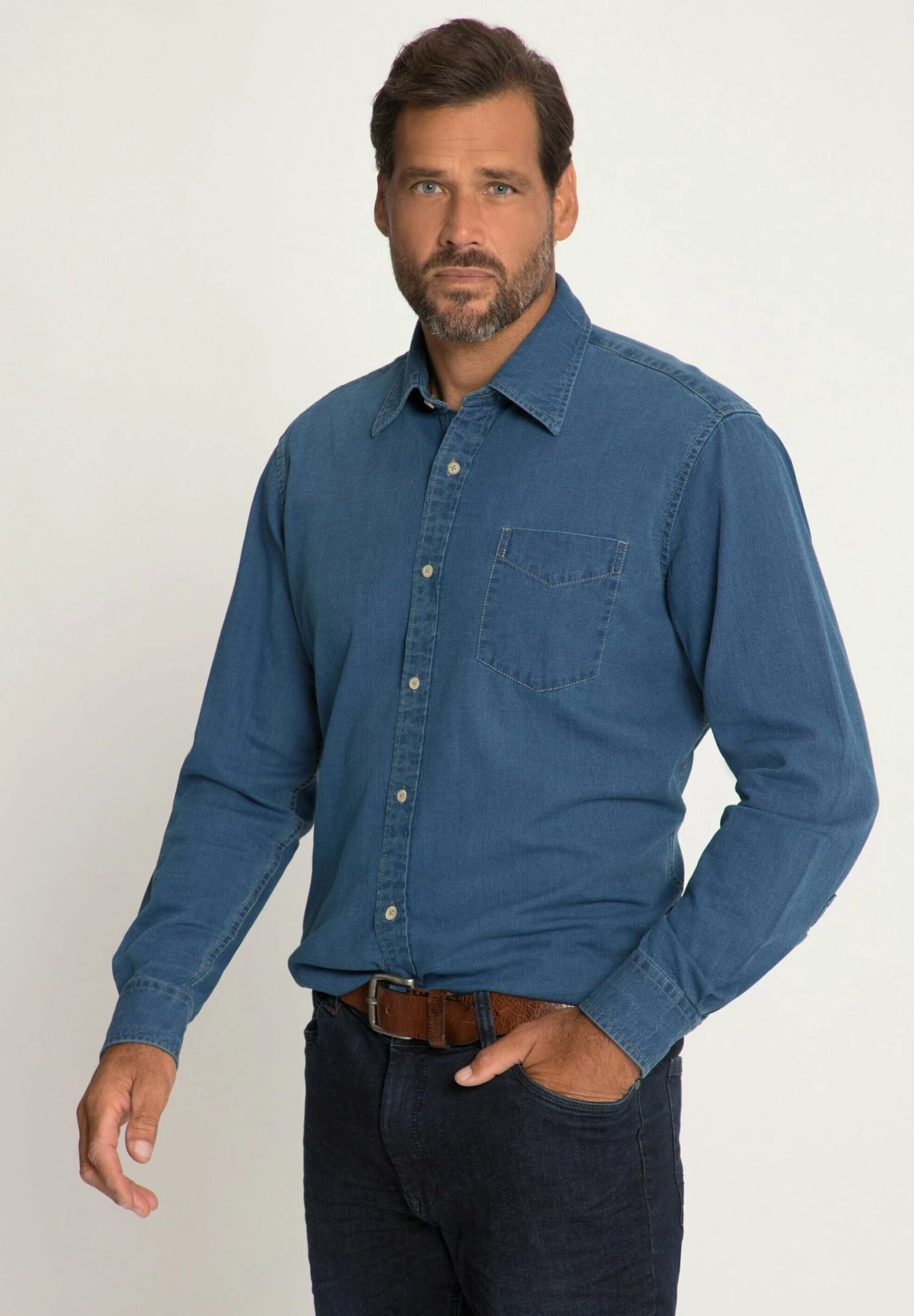 JP1880 Modern Fit - Overhemd - Blue Denim 5 JP1880 Modern Fit - Overhemd - Blue Denim - Afbeelding 3
