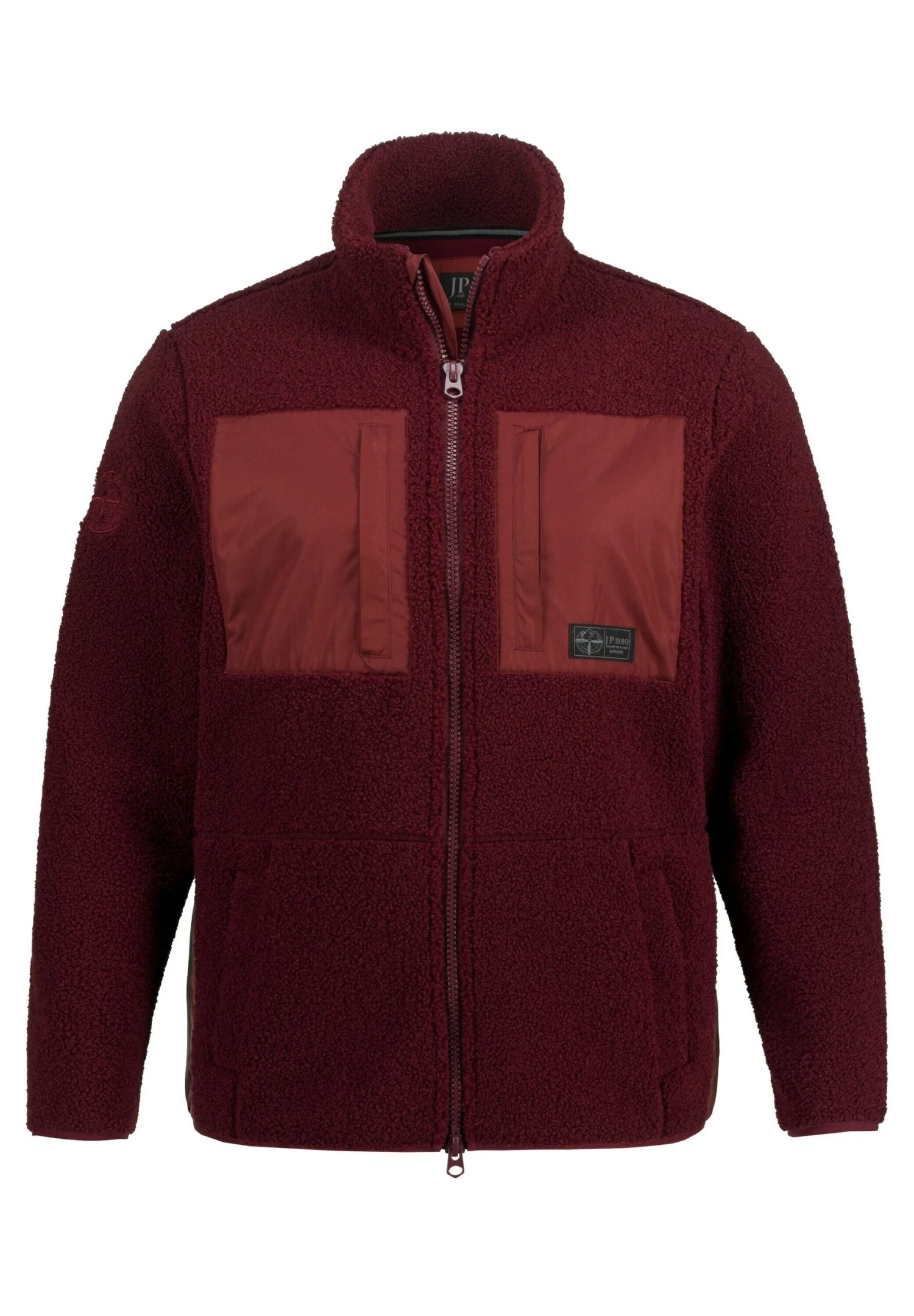 JP1880 Peluche Teddy Outdoor Empiècements En Col - Fleecejas - Rouge Vin 7 JP1880 Peluche Teddy Outdoor Empiècements En Col - Fleecejas - Rouge Vin - Afbeelding 5