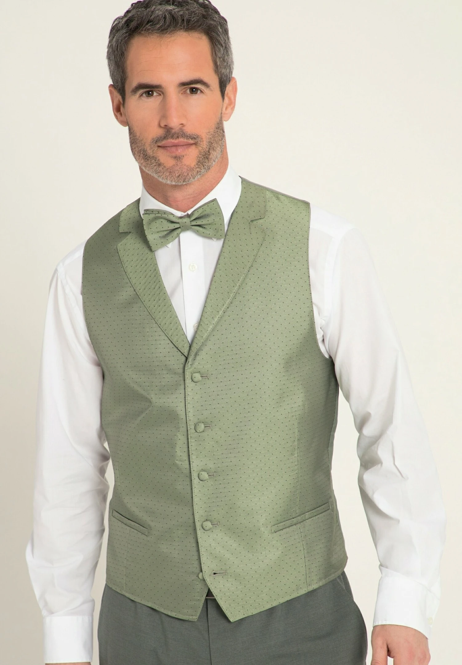 JP1880 Bruidegom Stippen Reverskraag - Gilet - Kaki 3 JP1880 Bruidegom Stippen Reverskraag - Gilet - Kaki