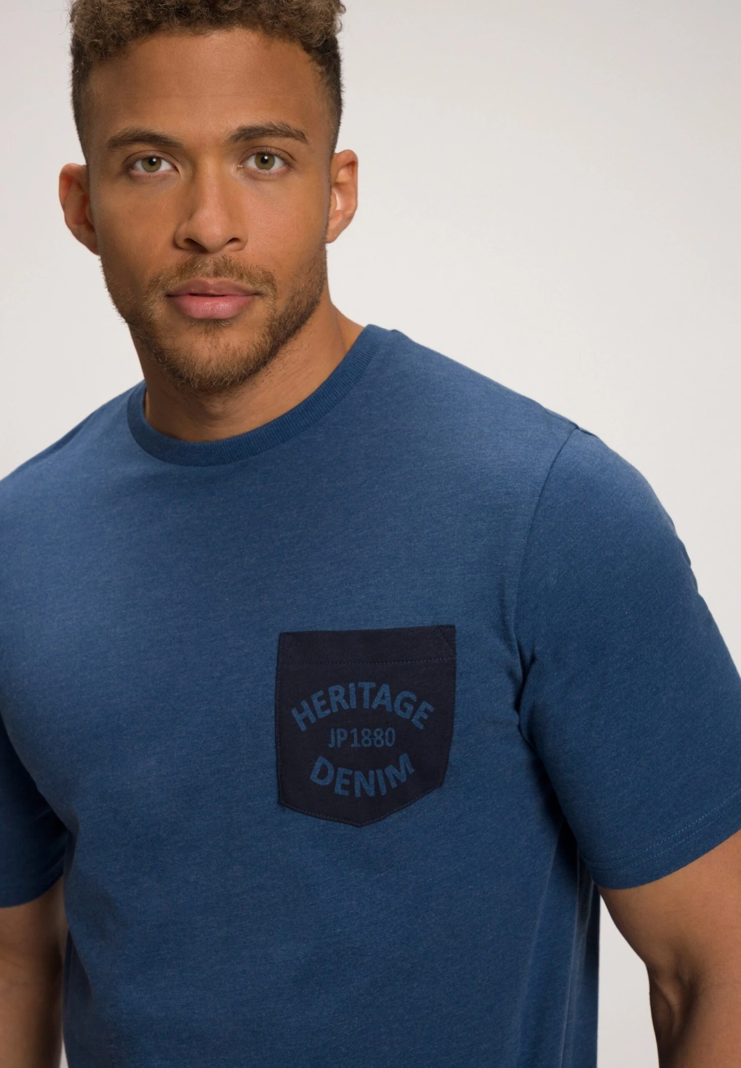 JP1880 T-Shirt Print - Blue Denim 4 JP1880 T-Shirt Print - Blue Denim - Afbeelding 2