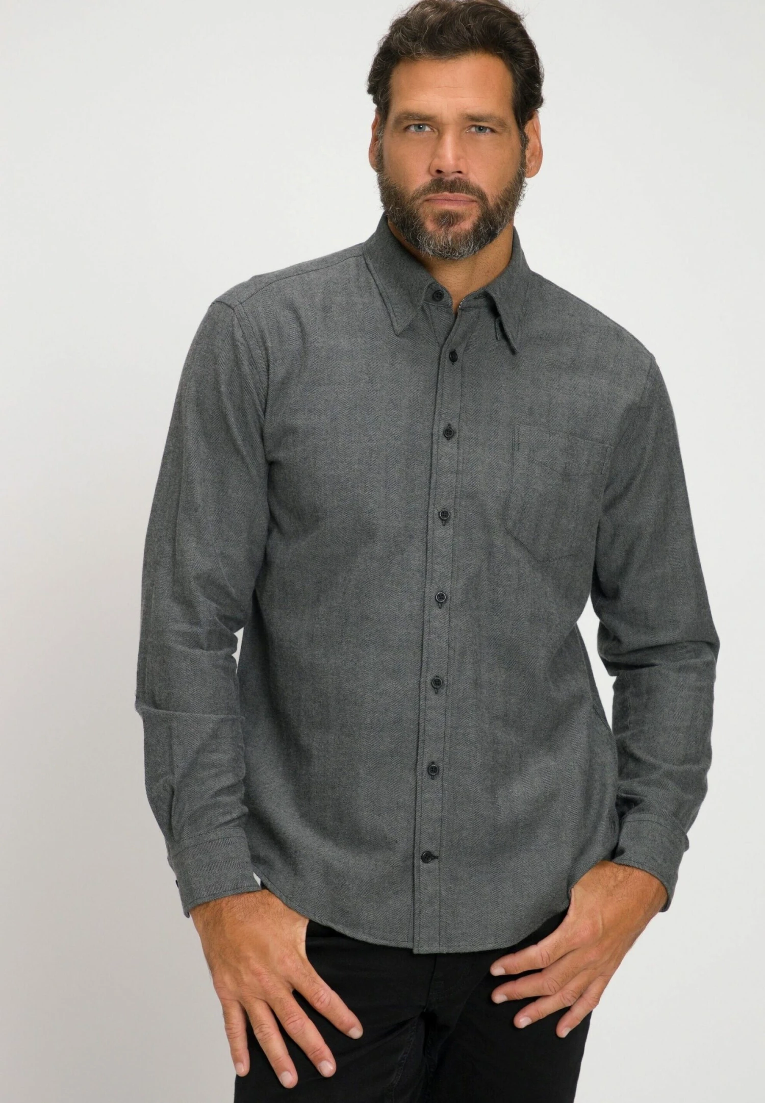 JP1880 Herringbone Print Long Sleeve - Overhemd - Grey 3 JP1880 Herringbone Print Long Sleeve - Overhemd - Grey