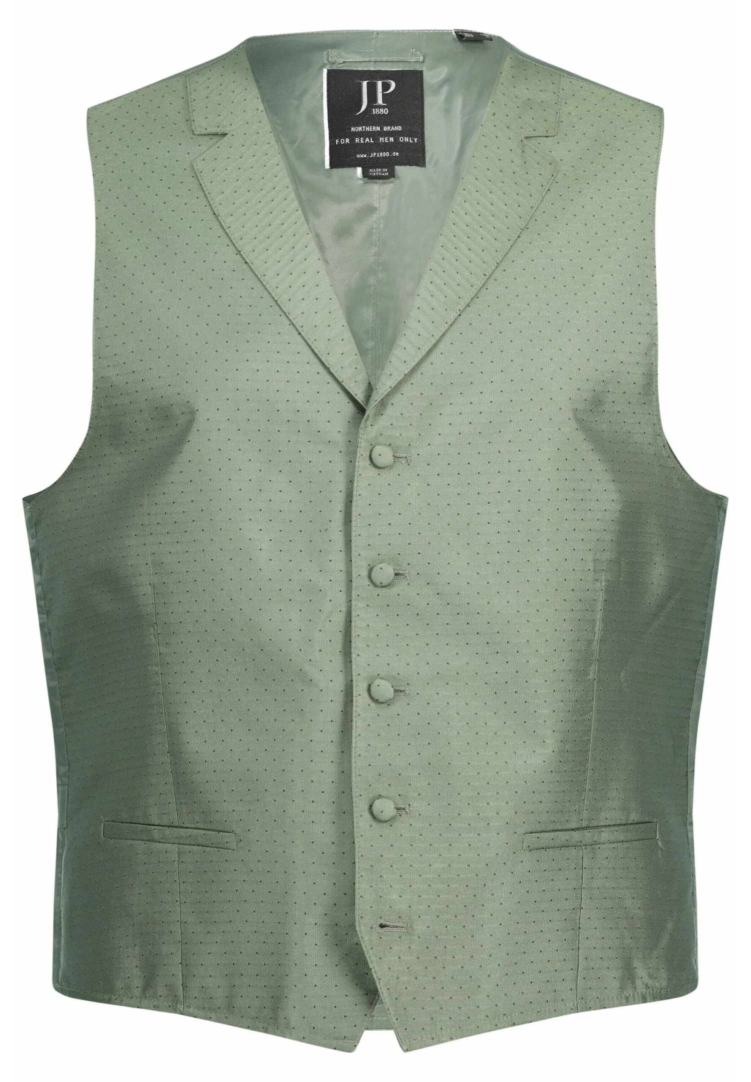 JP1880 Bruidegom Stippen Reverskraag - Gilet - Kaki 5 JP1880 Bruidegom Stippen Reverskraag - Gilet - Kaki - Afbeelding 3