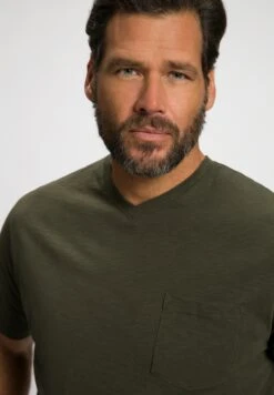 JP1880 Korte MouwenV-Hals Gevlamde- T-Shirt Basic - Dunkel Oliv 6 JP1880 Korte MouwenV-Hals Gevlamde- T-Shirt Basic - Dunkel Oliv -JP1880 f707131abc60448f9035ced3bf38fd63