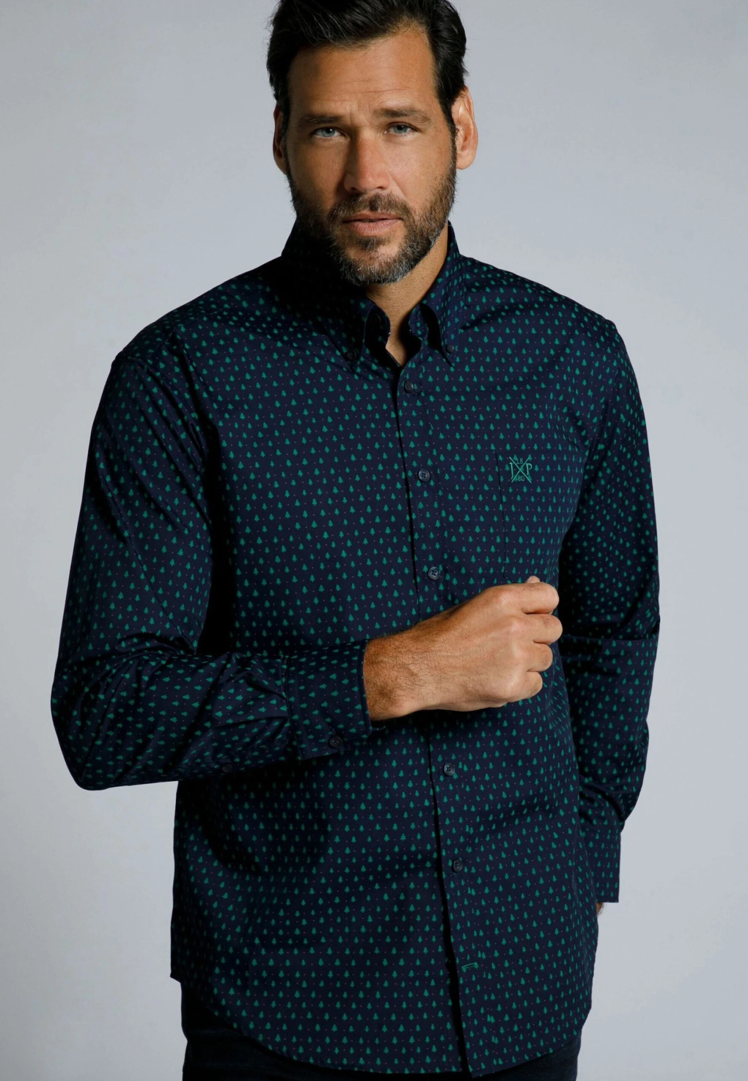 JP1880 Mit Tannenbäumen - Overhemd - Dunkel Marine 3 JP1880 Mit Tannenbäumen - Overhemd - Dunkel Marine
